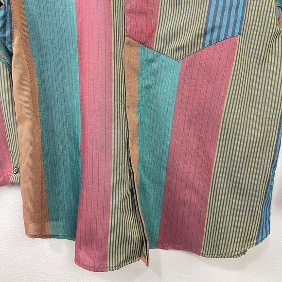 Vintage 80s Ted Sollod Blouse Size 14‎ Button Up Stripe Artsy Indie Modest Top - Picture 5 of 14